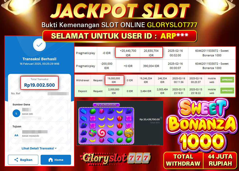 GLORYSLOT777 JACKPOT SLOT SWEET BONANZA 1000 Rp 19.000.000,- LUNAS