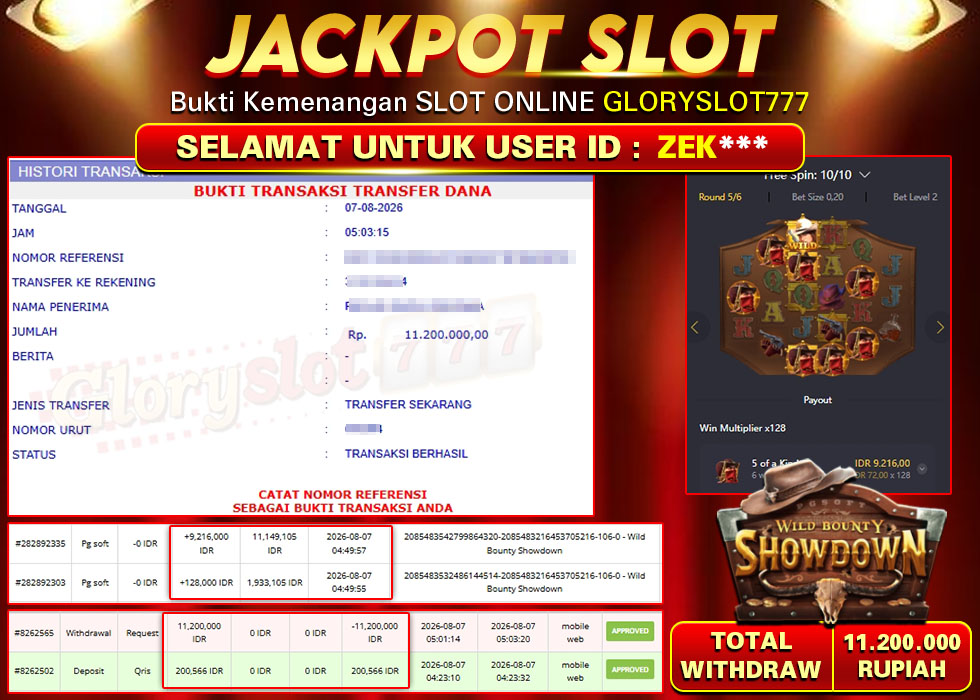 GLORYSLOT777 JACKPOT SLOT WILD BOUNTY SHOWDOWN Rp 11.200.000,- LUNAS